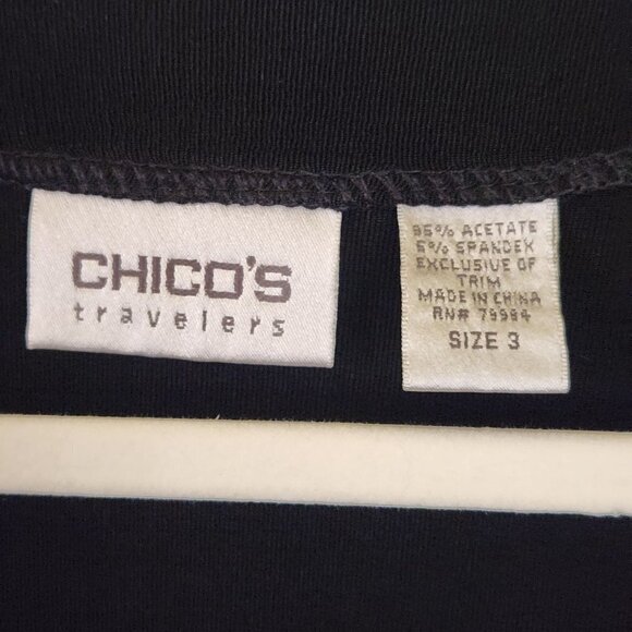 Chicos Travelers Black Appliqué Open Front Cardigan Sweater Size 3(XL) - Picture 6 of 6